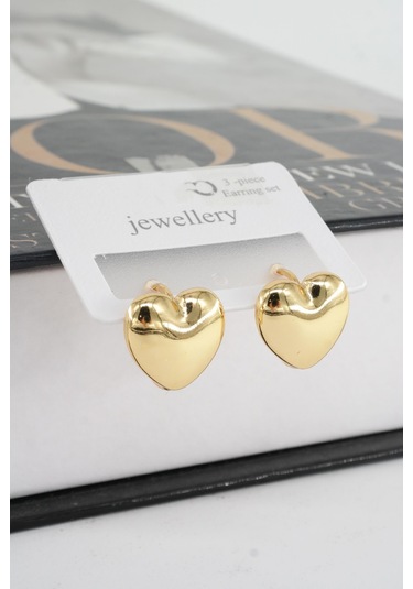 Kadın Vip Seri Kalp Figürlü Küpe - Altın