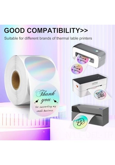 Dofolink 400 Adet 2 İnç Termal Etiket - Yuvarlak, Holografik, Suya/yağa/çizik Dayanıklı, Kolay Yazdır & Uygula 4000