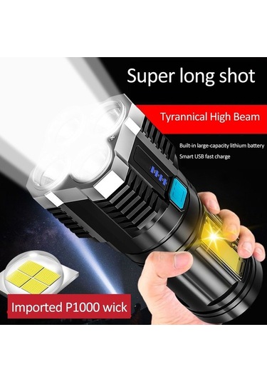 Soulader Şarj Edilebilir 4 Çekirdekli Süper Parlak Led El Feneri, Uzun Menzilli Spot Ve Cob Işık, Açık Hava Etkinlikleri, Balıkçılık, Kampçılık Ve Gece Yürüyüşleri İçin Dayanıklı Ve Güçlü Işık Kaynağı Çok Renkli Soulader Şarj Edilebilir 4 Çekirdekli Süper Parlak Led El Feneri, Uzun Menzilli Spot Ve Cob Işık, Açık Hava Etkinlikleri, Balıkçılık, Kampçılık Ve Gece Yürüyüşleri İçin Dayanıklı Ve Güçlü Işık Kaynağı Çok Renkli