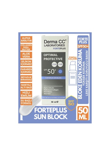 Derma CC Laboratories Forte Plus Leke Karşıtı Kolajen İçerikli Koruyucu Güneş Kremi SPF50+ 50 ML