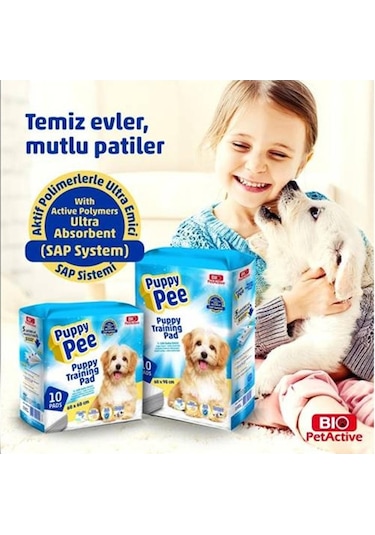 Bio Petactive Puppy Training Yapışkan Bantlı Köpek Çiş Pedi 60 x 60 CM 10'lu