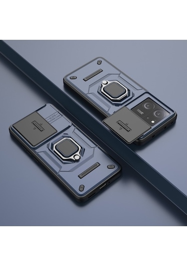 Moda Redmi 60 Ultra / 13t / 13t Pro Arka Lens Kapaklı Pc + Tpu Kickstand Telefon Kılıfı