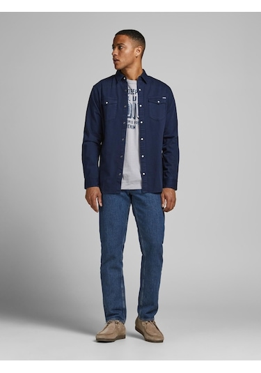 Jack Jones Erkek Denim Gömlek Jjesherıdan 12138115 Lacivert