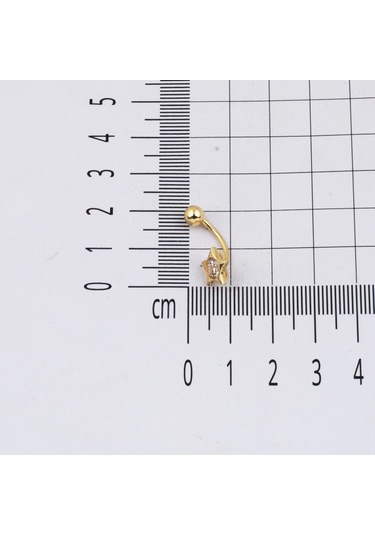 Bilezikci Yıldız Tek Taşlı 14 Ayar Kadın Göbek Piercing Sarı