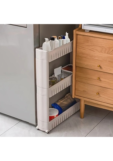 Honeybeeshop Beyaz 3 Katmanli 70.99x54.0x11.99 Cm Ultra İnce Buzdolabi Kenar Rafi Bagimsiz Araba Banyo Oturma Odasi Depolama İcin Uygun Beyaz