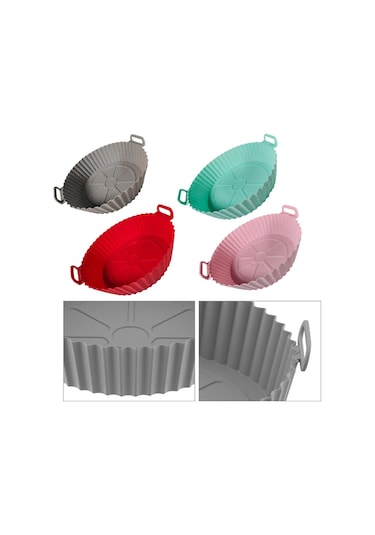 Gri 22/24 Cm Yuvarlak Silikon Hava Fritöz Pişirme Sepeti Astarı Airfryers  20 Cm