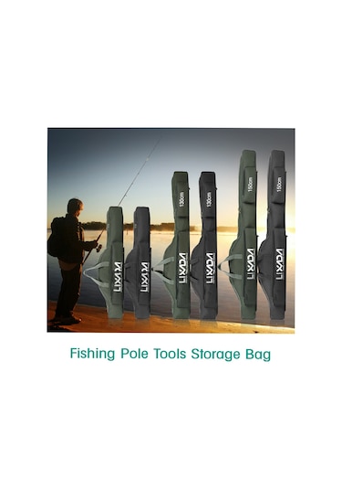 Lixada-150cm Balıkçılık Çantası Taşınabilir Katlanır,siyah