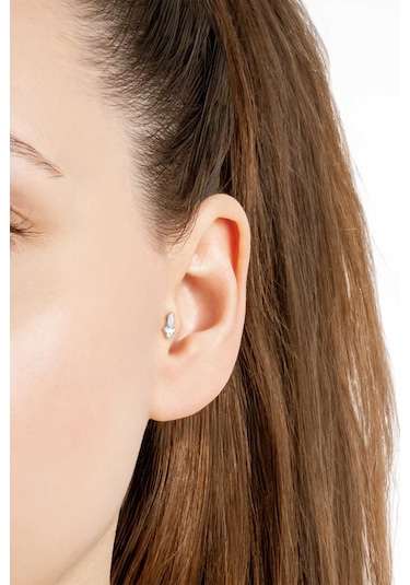 Baget Kesim 18 Ayar Beyaz Altın Kaplama Gümüş Tragus-helix Piercing Beyaz