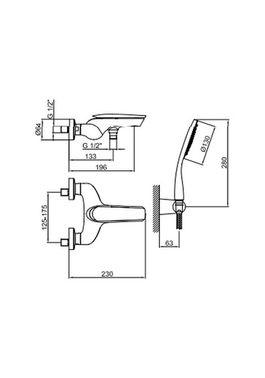İtalyan Webert-aria Tek Kollu Duş Bataryasi -spi Ral Hortum-elduşu Dahi L Krom