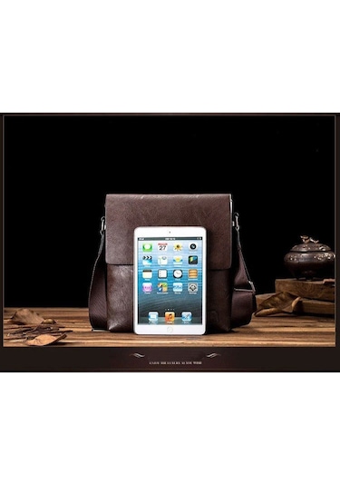 2'li Erkek Omuz Çantası Seti - Koyu Kahve Koyu Kahverengi