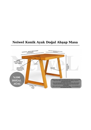 Neiwel Riza Doğal Ahşap Mutfak Ve Yemek Masası-70-140 Açık Ceviz
