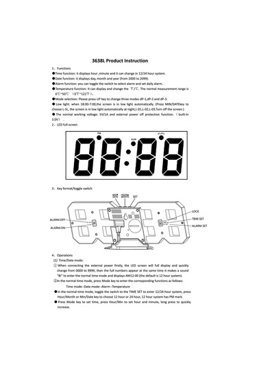 Vkemall Dijital Led Duvar/sandık Saati, Usb Ve Pil Beslemeli, 3d立体 Tasarım, Beyaz Işık, Abs Malzeme