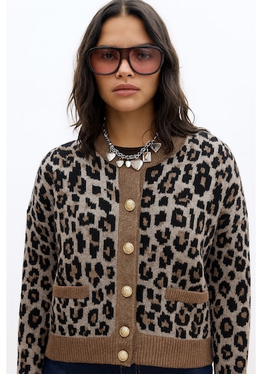 Fashion Friends Bayan Hırka 25k0083k1 Leopar Leopar