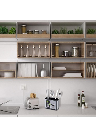 Xindoker Paslanmaz Çelik Mutfak Eşyası Kurutma Rafı, 4 Bölmeli Büyük Kapasiteli Aksesuar Siyah