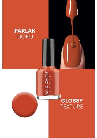 Alix Avien Turuncu Oje 45 Yüksek Pigmentli Uzun Süreli Kalıcılık Hızlı Kuruma Nail Lacquer 45