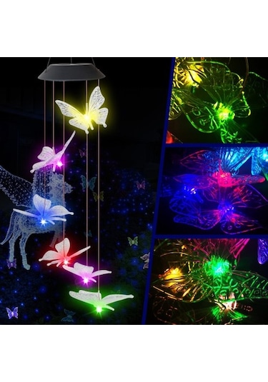Sw Future Solar Rüzgar Çanı Renk Değiştiren Kelebek Lamba