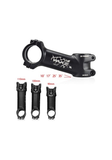 Suntek 31.8 Bisiklet Gövdesi Hafif Kısa Gidon 35-Derece-90Mm Siyah