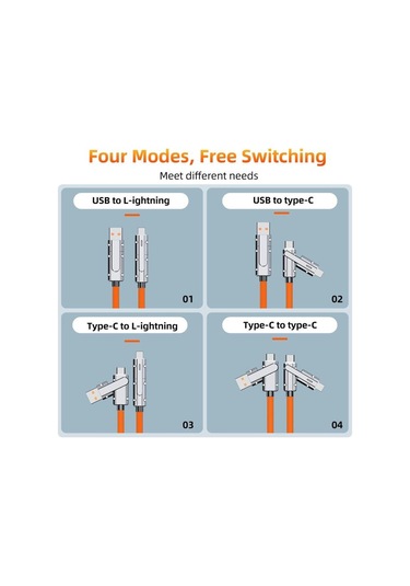 4 In 1 66w Alaşımlı Sıvı Silikon Veri Kablosu Usb/tip C - Usb C/ios Hızlı Şarj Kablosu