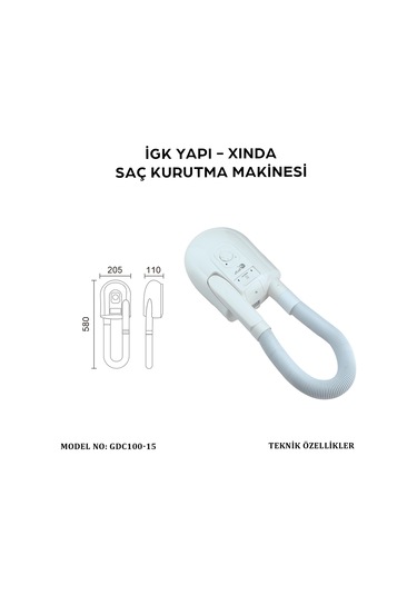 İgk Yapı Xında Hortumlu Saç Kurutma Makinesi Gdc100-15