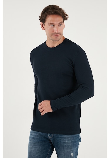 Buratti Pamuklu Bisiklet Yaka Slim Fit Basic Erkek Sweat 5905073 Lacivert