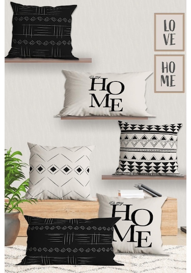 Belle Benoit Baskılı Dikdörtgen 6'lı Koltuk Kırlent Kılıfı Dese21