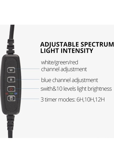 Symbee Akvaryum Işığı Su Geçirmez Ayarı 10 Seviye Işık Regülasyonu 3 Zamanlama Seçeneği Tam Spektrum 60 Led Topu 45-60cm 11w Euro Standartı Siyah