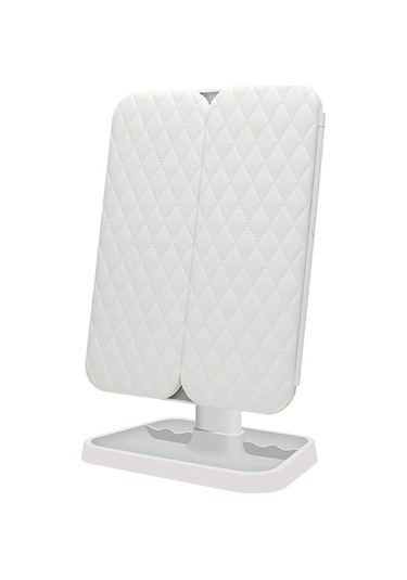 Flybuy Üçlü Sıcaklığı Renk Makyaj Led Katlı Kade Büyütme Aynası Ayarlanabilir 3 +3x +2x Ks Beyaz