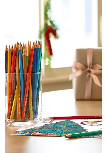 36 Lı Kuru Boya Kalemi Karton Kutu 1 Paket 36 Renk Faber Kuruboya Tam Boy Renkli Kalem Çok Renkli