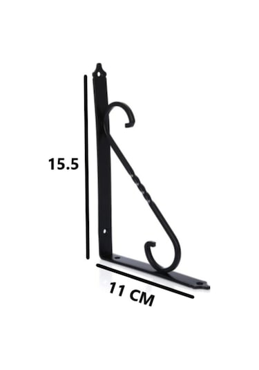 4 ADET Siyah 15.5x11 Ferforje Raf Altı Metal L Ayak