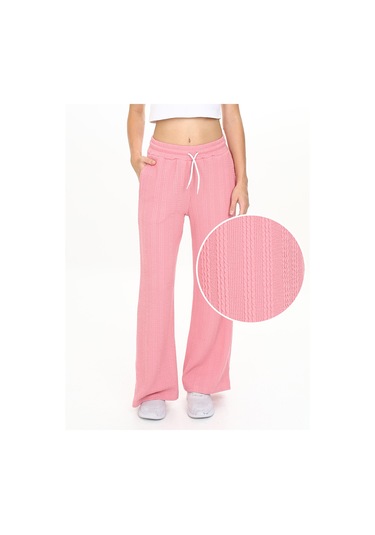 Denokids Kız Çocuk Geniş Paça Pembe Basic Eşofman Altı Renkli Pembe