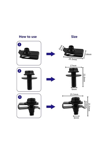 Anjiexun Araba İtme Tutma Klipsleri 30 En Popüler Boyut Bağlantı Elemanları 1001 Adet