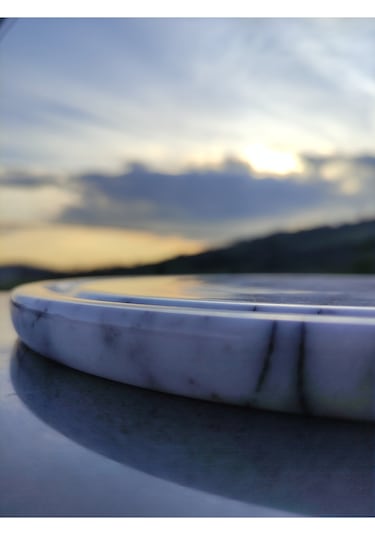 Mermer Sunum Tabağı Çizgili Tasarım