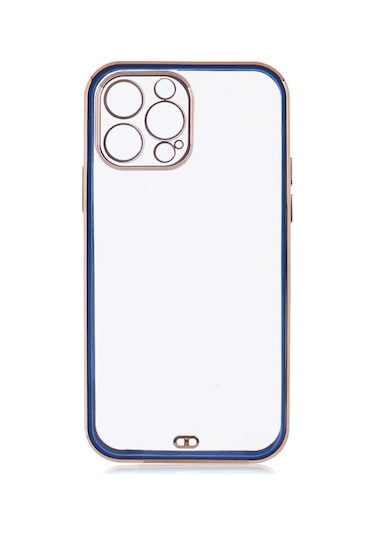 iPhone Uyumlu 12 Pro Max Kılıf Köşeli Gold Şeffaf Kapak