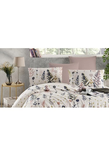 Flower Desen Baskılı Tek Kişilik Nevresim Seti 160x220 Ranforce Renkli