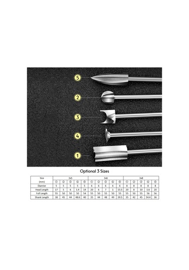 Geeroyoo 5'li Elektrikli Ahşap Oymacılık Ucu Seti - Hss Malzeme 3x8 Boyutlu Freze Uçları