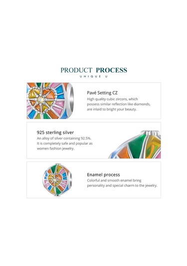 Bamoer 925 Ayar Gümüş Renkli Emaye Güneş Tarot Takılar Boncuk Kadınlar İçin Bileklik Ve Bilezik Dıy Güzel Takı Gümüş