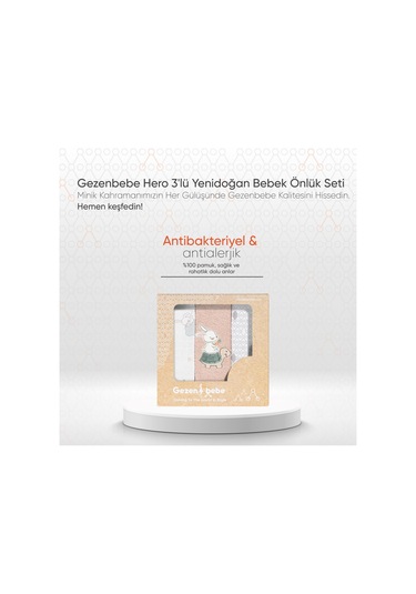 Gezenbebe Hero 3'lü Yenidoğan Bebek Önlük Seti Pembe