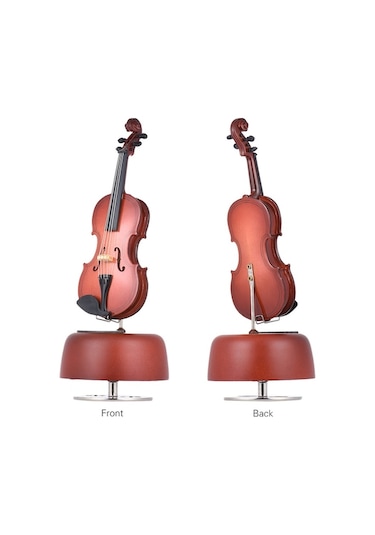 Springsun Klasik Kurmalı Keman Müzik Kutusu Döner Müzikal Taban Enstrümanı Minyatür Replika Sanat Eşyası Hediye A