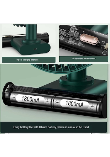 Usb Şarjlı Mini Elektrikli Masa Vantilatörü, Dönen Başlık Beyaz,