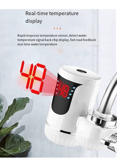 Xurunkeji Kolay Kurulum Hızlı Isıtma Karıştırma Musluğu Anında Elektrikli Su Isıtıcı Musluk Isıtıcı Dijital Ekranlı Ab Fişi Beyaz