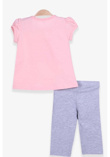 Breeze Kız Çocuk Kapri Tayt Takım Fiyonklu Ponponlu 1-4 Yaş, Somon