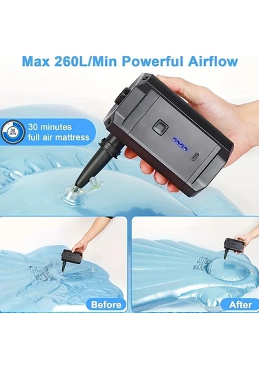 Xuweiwei Siyah Taşınabilir Çift Amaçlı Şarj Edilebilir Kablosuz Hava Pompası Şişme Yatak Havuz Simitleri İçin