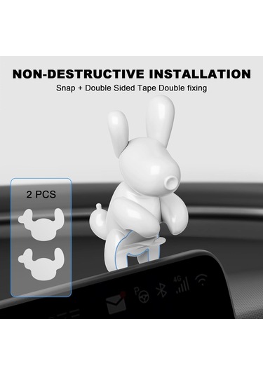 Gajeena Tesla Model Y/3 İçin Orta Ekran Mini Beyaz Köpek Figürü - Araç Dekorasyonu