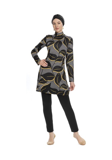 Likralı Tam Kapalı Tesettür Mayo 252-506 Siyah Siyah