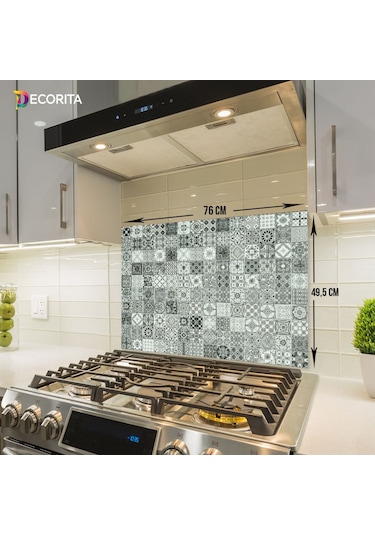 Decorıta Cam Ocak Arkası Koruyucu | Karakalem Çizim