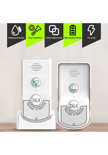 Kablosuz Kapı Zili İnterkom Ev Için Şarj Edilebilir Hs7009-w-1