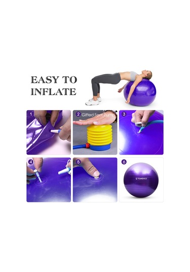 Yaozixa 330lb Yük Taşıma Kabiliyetli 2mm Kalınlaşmış Pvc Anti-patla Yoga Topu, Ev/gimnastik İçin, Hava Pompası İle, Mavi, 55cm