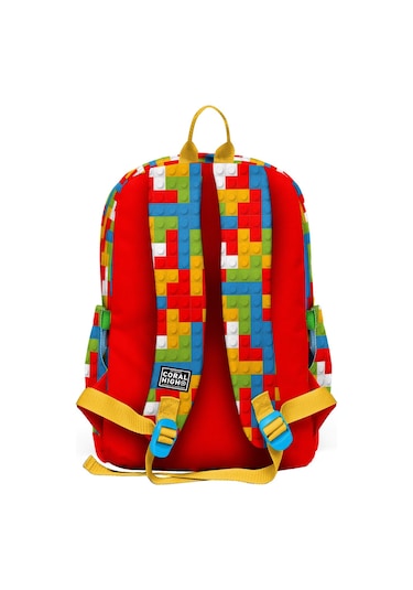 Coral High Kids Renkli Blok Desenli 3 Lü Okul Çanta Seti Set0123775 Kırmızı