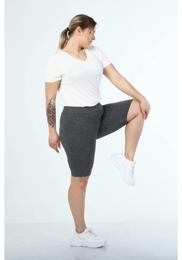 Beli Lastikli Spor Tayt-1378 Gri