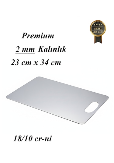2 Mm Paslanmaz Çelik / Metal Kesme Tahtası 304 Kalite 23x34 Cm 18/10 Cr-ni Gümüş